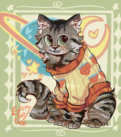 Rainy&#39;s Kitty In A Strawberry Sweater (click)